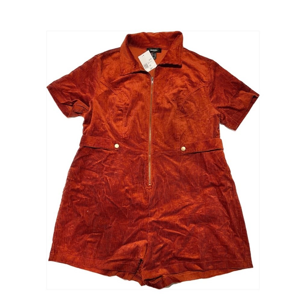 Brand New Rust Corduroy zip-up Romper